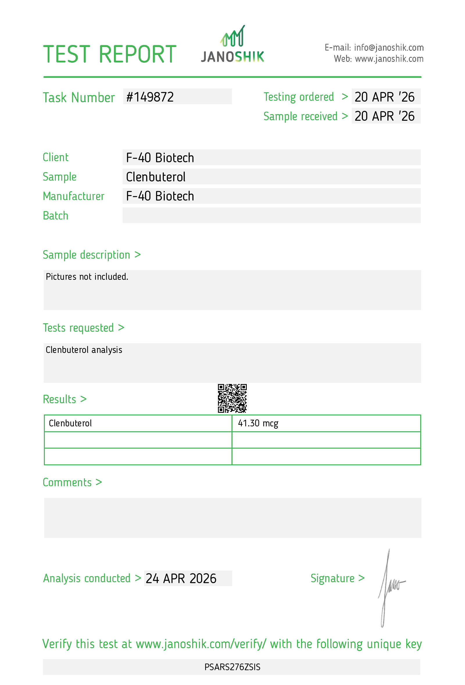 CLENBUTEROL 40 41MCG CLENBUTEROL 40MCG x 50 – F-40 BIOTECH GERMANY - Image 2